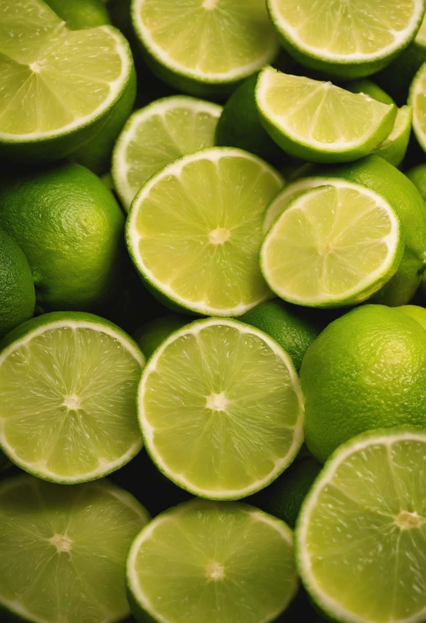 An aesthetic wallpaper featuring a composition of sliced lime arranged in a visually appealing pattern, with contrasting shades of green and vibrant yellow.