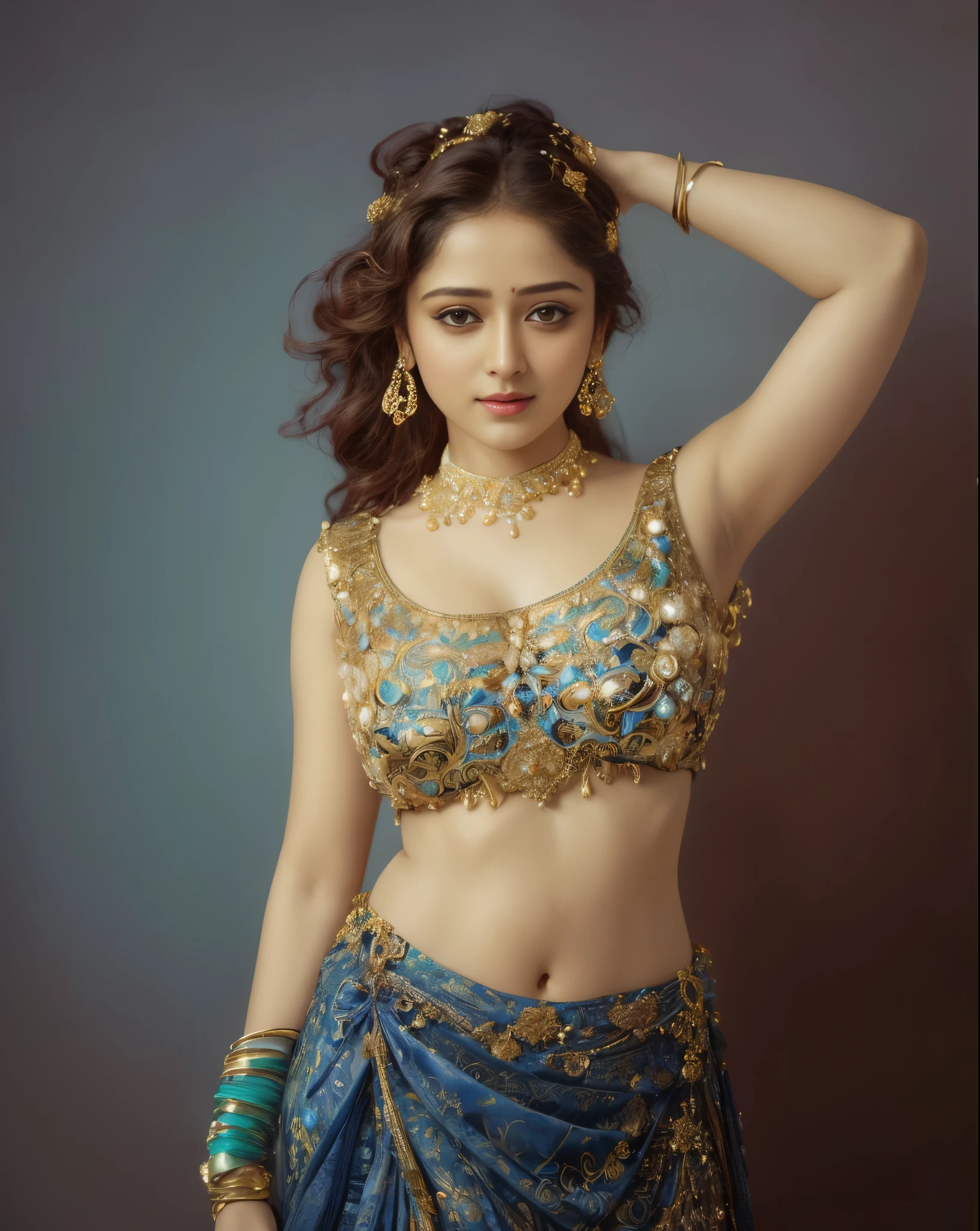 Face mix of Anushka Shetty and Nayanthara, a masterpiece ultrarealistic ultradetailed portrait of a beautiful girl in incredible goledn armor. baroque renaissance. in forest. medium shot, intricate, elegant, highly detailed. trending on artstation, digital art, by stanley artgerm lau, wlop, rossdraws, james jean, andrei riabovitchev, marc simonetti, yoshitaka amano. background by james jean and gustav klimt, light by julie bell, 4 k, porcelain skin.