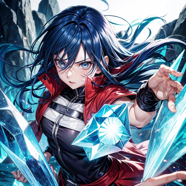 Anime character Naruto the Guren blue-haired woman who is a crystal jutsu user