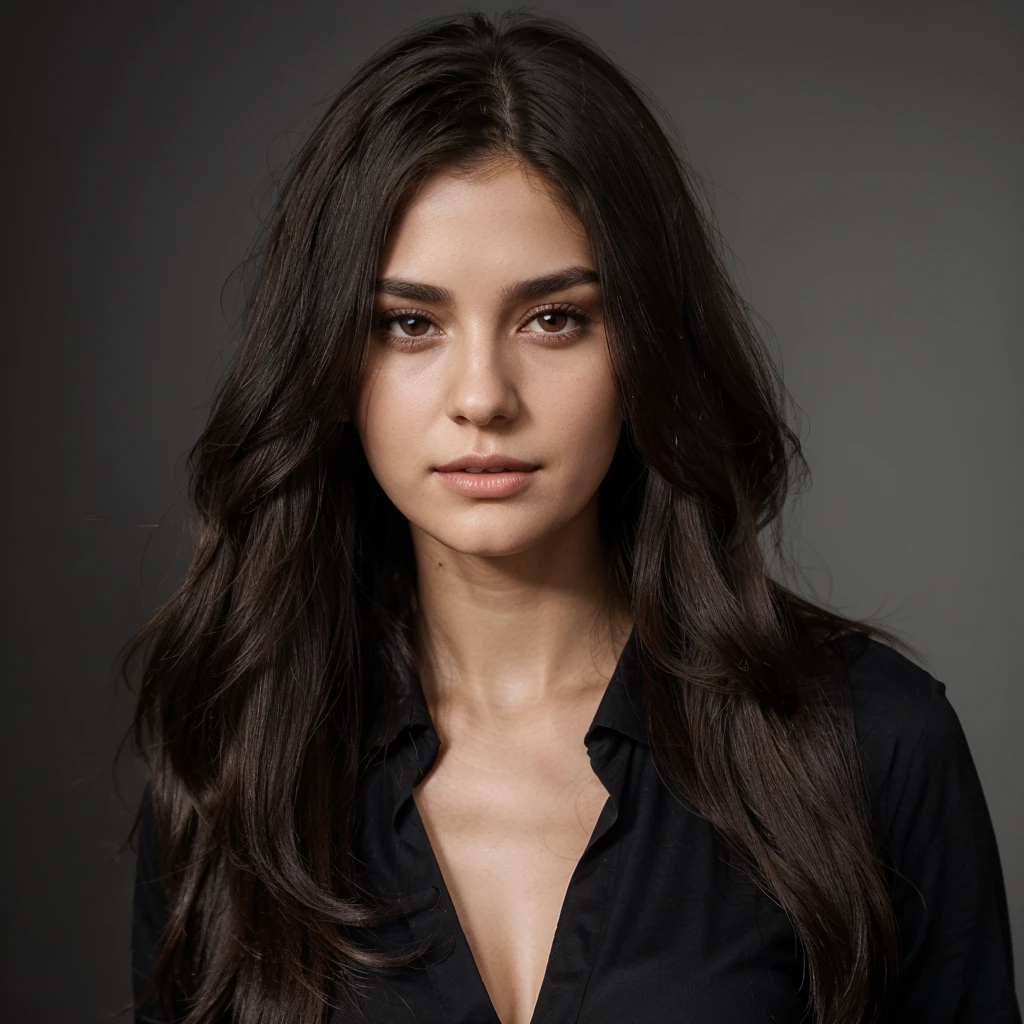 arafed woman with long dark hair and a black shirt, photo of a beautiful woman, beautiful female model, beautiful young woman, thin lustrous long dark hair, wonderful dark hair, young beautiful woman, attractive brown hair woman, young woman with long dark hair, attractive woman, thin lustrous hair, dark - hair, dark-hair, girl with dark brown hair