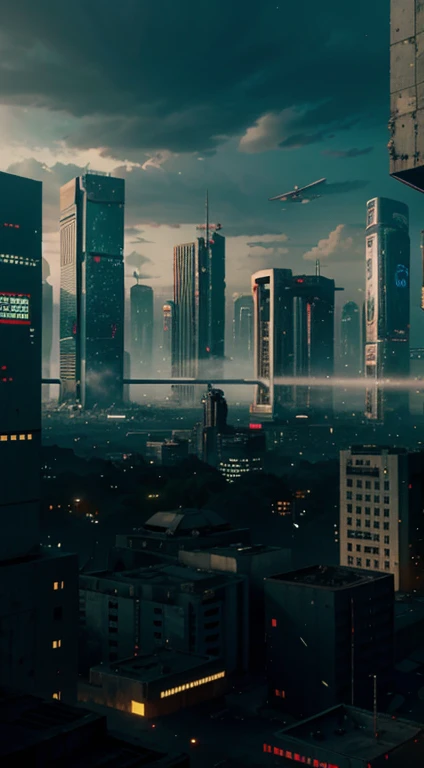 Futuristic city in ruins cyberpunk 4k