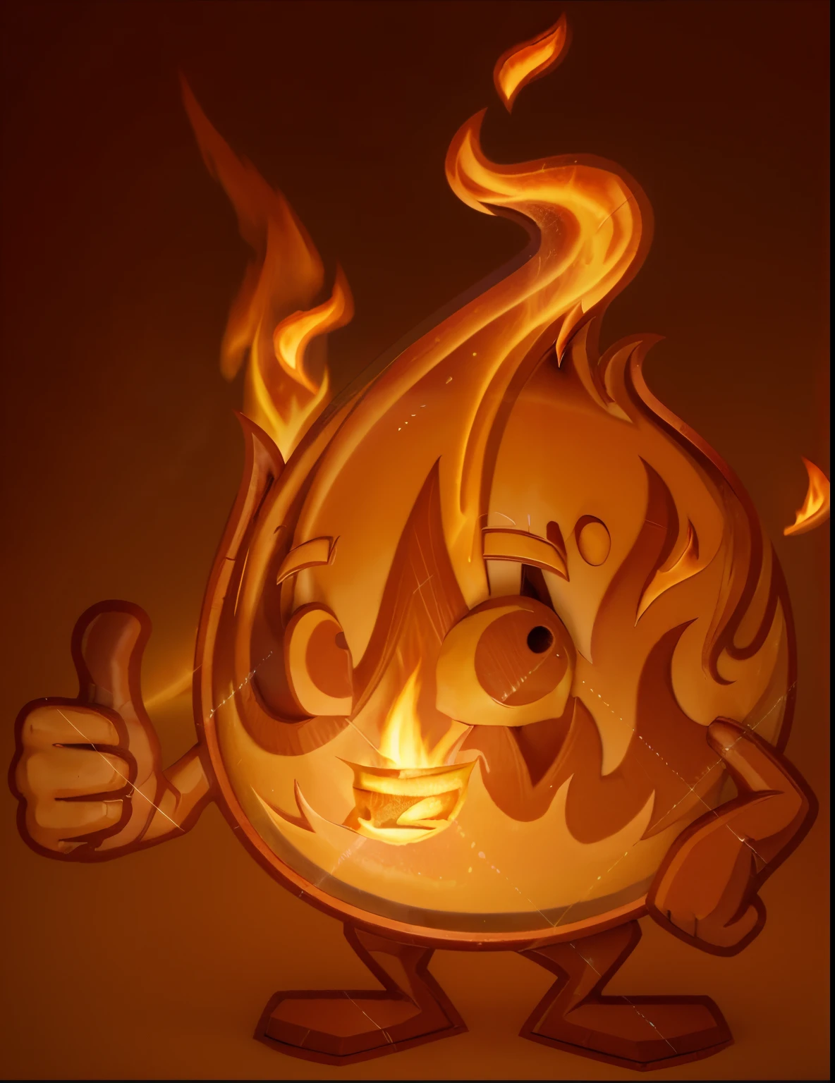 a cartoon fireball giving a thumbs up, firey, fire!! full body, fireball hand, 1024x1024, blazing infero, coloured in orange fire, flame, fire hair, flame conjuring, fire elemental, fire type, fire demon, fire in hand, fireball, warm friendly expression, (fire), tiny firespitter