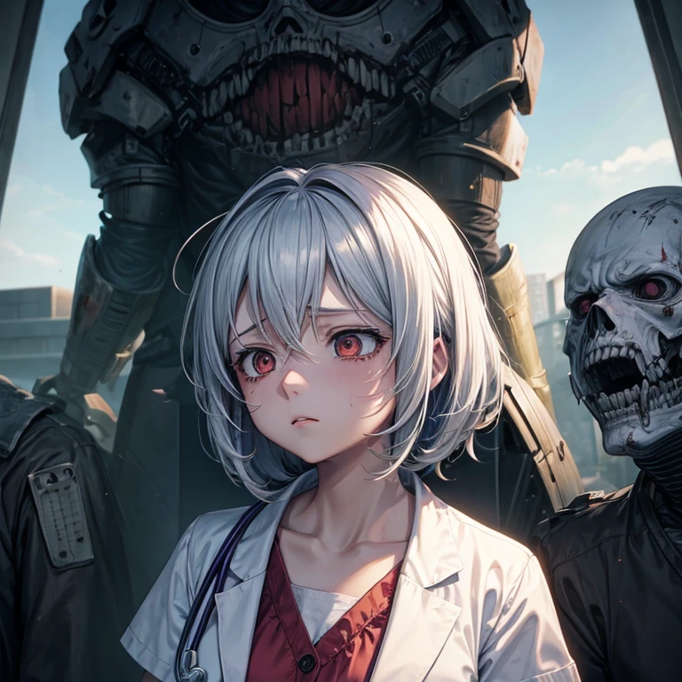 Anime girl tired traumatized doctor undead