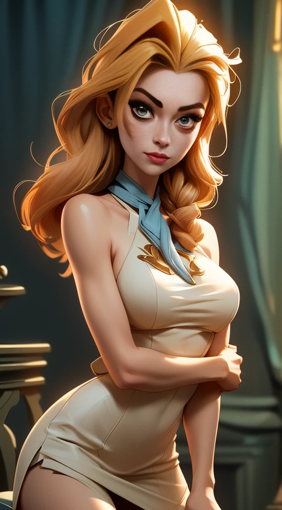 melancholic lighting, tranquille, calme, brightness, Masterpiece, Best quality, 1fille, (JinxLol:1.2), (ultra photoreal:1.3), (Masterpiece:1.4), Best quality, ((Realstic)), High quality, Ultra detailded, ((real picture)), ((realistic skin)), ((realistic face)),(illustration:1.05), (beau:1.05), (beautiful detailed  eyes:1.05), (cinematic light:1.1), corps entier, precise proportions, Fille de 28 ans, skinny model lying on the grass, Jardin environnant,  tree shadow, GINGER BLONDIE cheveux flottant au vent, ROBE DE FLIN, longues jambes, slightly open feet, , rougir, shyness, clavicule, Abdominaux, Double tissage, beautiful and delicate face, peau claire, real skin, (Face detail), Pores, super high res, 8k, parameters Best quality, Masterpiece, super high res, (Realistic 2.0), More details, detailed skin, large sourire, dents blanches, volumineux cheveux GINGER BLONDIE,  perfect and well designed eyes, copine, beau, beau, fleur, studio lighting