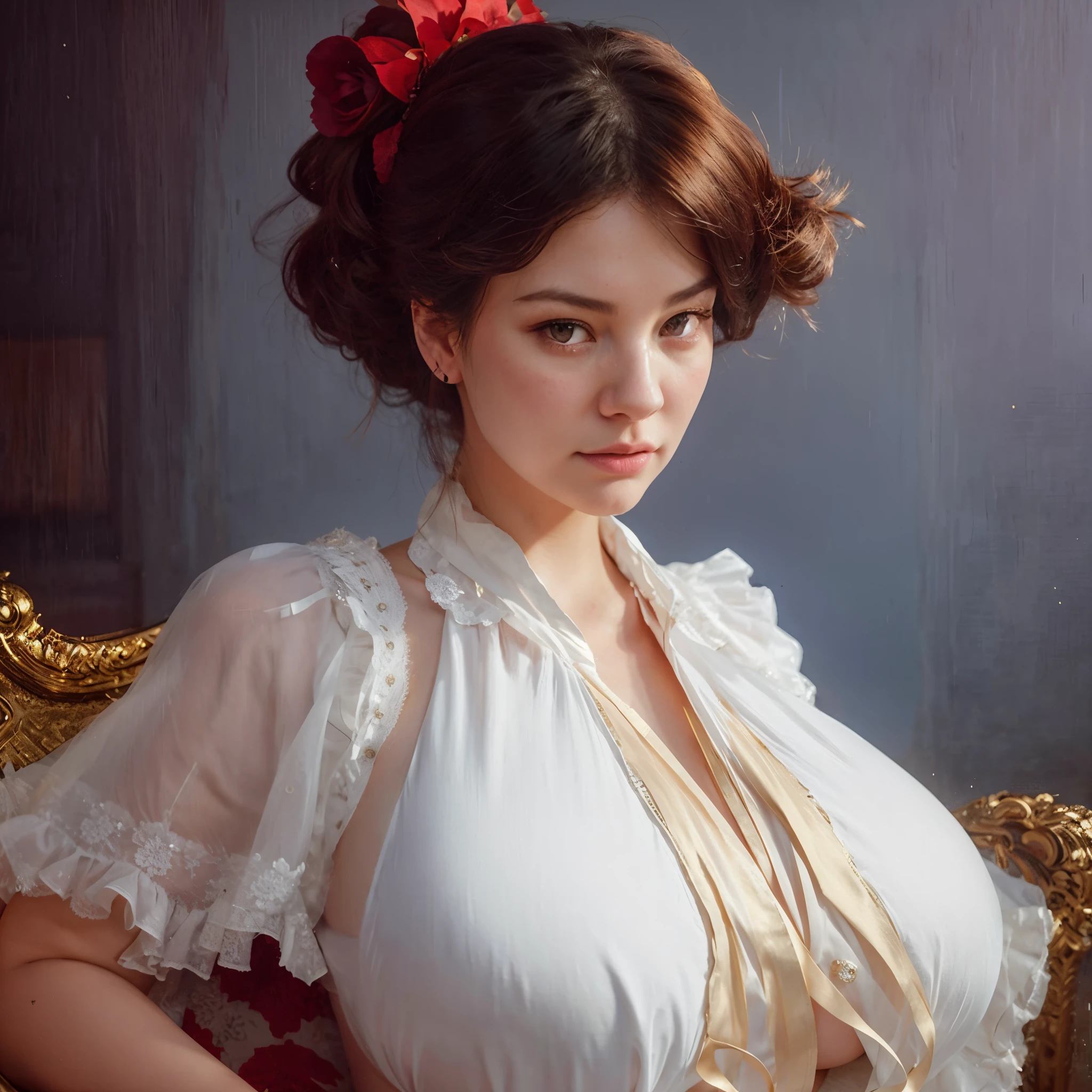  liv tyler with very huge boobs in a white dress sitting on a gold chair, beautiful character photo, guweiz, guweiz masterpiece,   in the style of guweiz. 8k illustration, beautiful alluring   woman, like photo, inspired by Fenghua Zhong, style of photo, beautiful digital photo