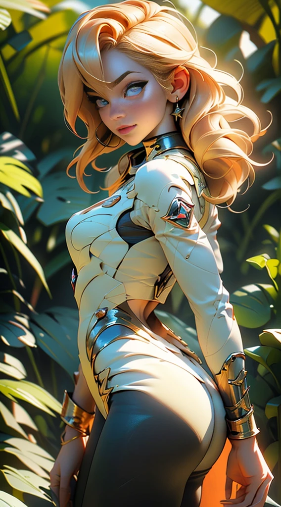 melancholic lighting, tranquille, calme, brightness, Masterpiece, Best quality, 1fille, (JinxLol:1.2), (ultra photoreal:1.3), (Masterpiece:1.4), Best quality, ((Realstic)), High quality, Ultra detailded, ((real picture)), ((realistic skin)), ((realistic face)),(illustration:1.05), (beau:1.05), (beautiful detailed eyes:1.05), (cinematic light:1.1), corps entier, precise proportions, Fille de 28 ans, skinny model lying on the grass, Jardin environnant, tree shadow, GINGER BLONDIE cheveux flottants au vent, ROBE DE FLIN, longues jambes, slightly open feet, butt, rougir, shyness, clavicule, Abdominaux, Double tissage, beautiful and delicate face, peau claire, real skin, (Face detail), Pores, super high res, 8k, parameters Best quality, Masterpiece, super high res, (Realistic 2.0), More details, detailed skin, large sourire, dents blanches, volumineux cheveux GINGER BLONDIE, perfect and well designed eyes, copine, beau, beau, fleur, studio lighting