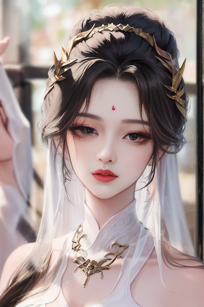 heroes'A masterpiece in the style of ancient Wei Zi,Close-up of a woman with black hair,White dress,Exquisite epic character art,Presenting stunning aesthetics and antique atmosphere,The delicate brushstrokes and depth of field in the picture make you immersed in the scene,in a mysterious space,,Liu Yifei,