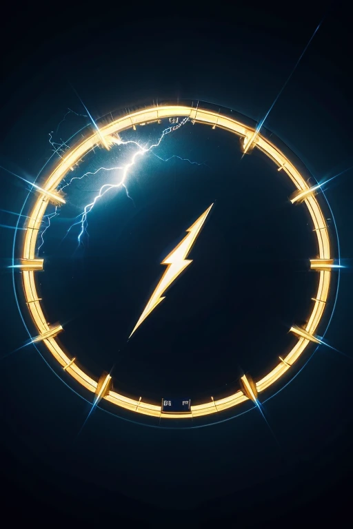 logo with a bright blue background and golden lightning in the center, representing electrical energy. Beneath the lightning, in capital letters, o nome da empresa: FÁBIO TORRES ELECTRICIAN service in a modern and elegant font.