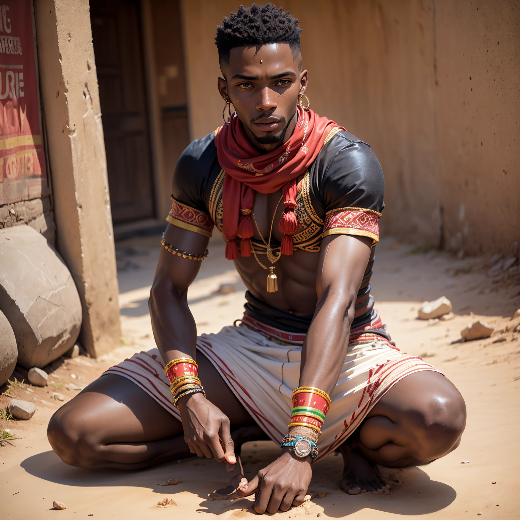 homme noir africain , cultive le maïs sur son champs avec sa familles --auto --s2