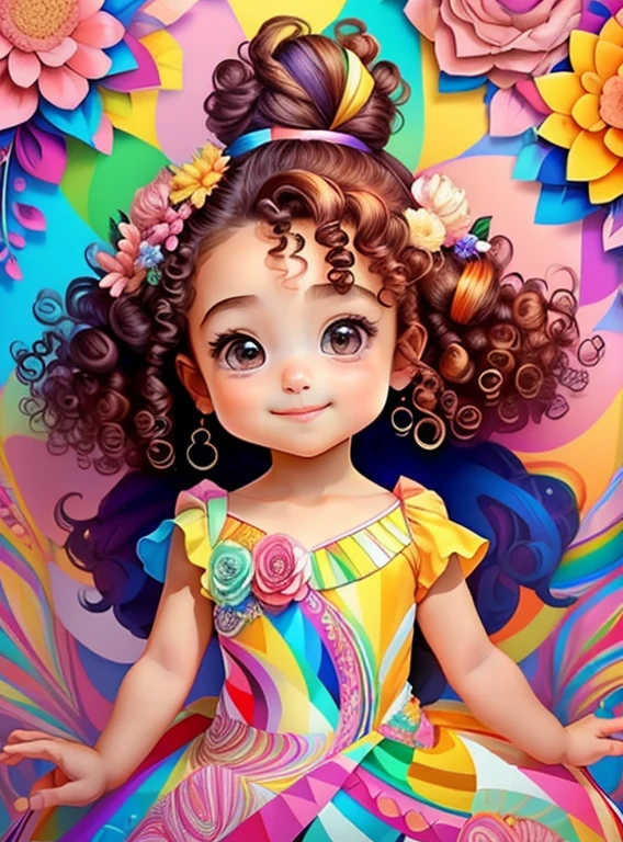 (cute baby girl with curly hair smiling with ballet dancer dress and flowers),(melhor pose),(best angle), (better expression), Eduardo Kobra acolchoamento ,multidimensional geometric wall PORTRAIT, arte, Chibi,
Yang08k, lindo, Colouring,
Primary works, qualidade superior, melhor qualidade, Arte Oficial, Beautiful and Aesthetic, pelos coloridos,