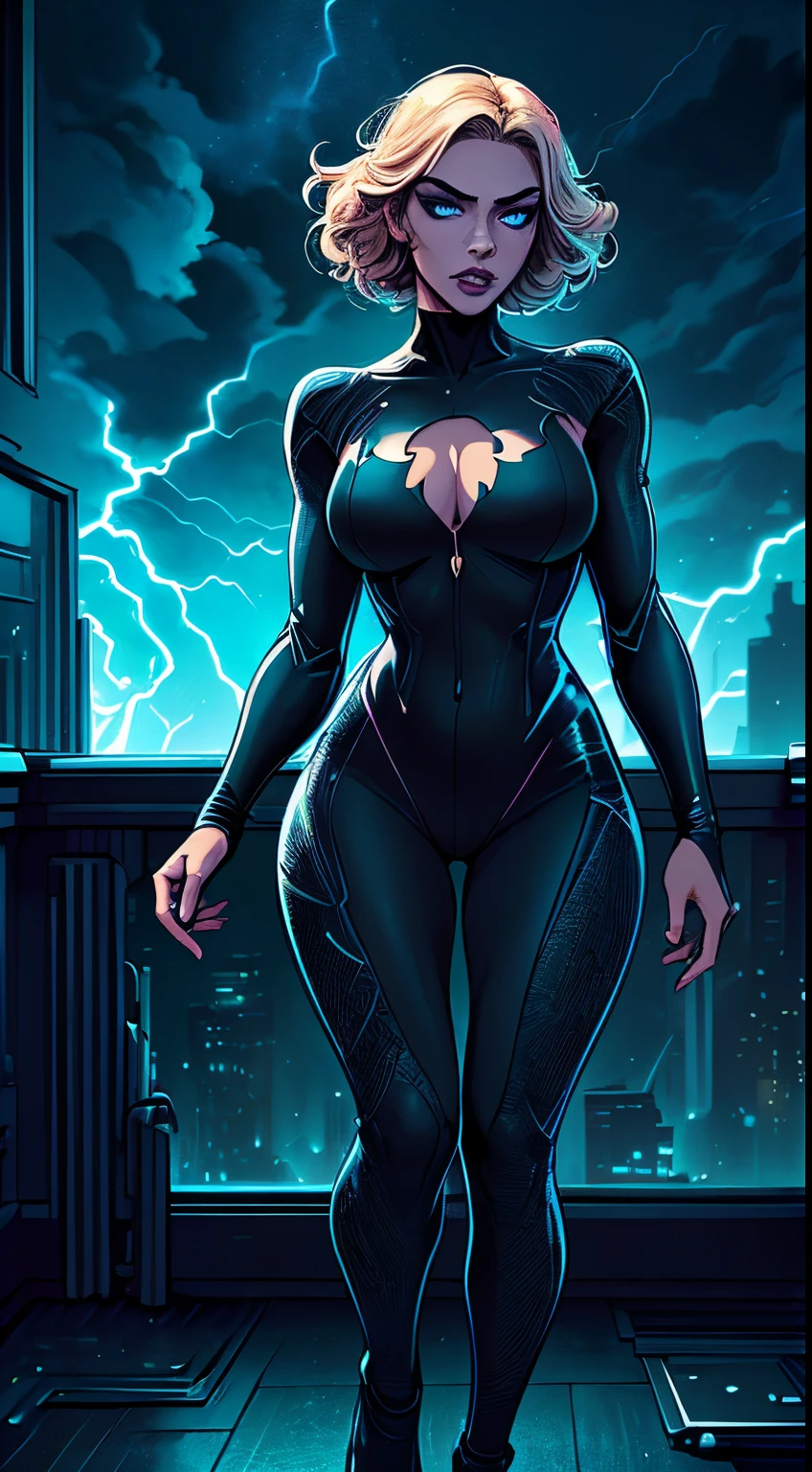 illustration, 4K UHD illustration, upscaled professional drawing HDR, from DC comics in dynamic pose, full body image (:1.8) stunningly beautiful woman, intense blue eyes, eyebrows tanned skin tone, detailed catwoman mask, gloss black form fitting full length bodysuit, full lips, lips parted looking-into-camera, glowing lightning in background, swirling smoke eminating from fingertips, abandoned dojo background, detailed night time, thunderstorm atmosphere, glowing blue eyes emitting eeire spectral glow, purple lightning thunderstorm in background, 300dpi, masterpiece style, painting style, stroke style in a dark background,watercolor, charcoal, pen & Ink, tshirt design style, aesthetic for Tshirt design, darktone