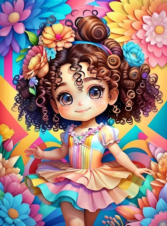 (cute baby girl with curly hair smiling with ballet dancer dress and flowers),(melhor pose),(best angle), (better expression), Eduardo Kobra acolchoamento ,multidimensional geometric wall PORTRAIT, arte, Chibi,
Yang08k, lindo, Colouring,
Primary works, qualidade superior, melhor qualidade, Arte Oficial, Beautiful and Aesthetic, pelos coloridos,