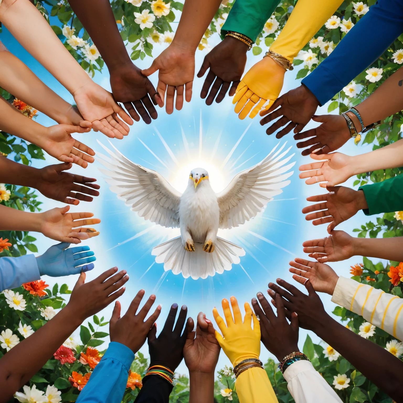 symbol of world peace, colorful light, rainbow, peace and prosperity for our earth
