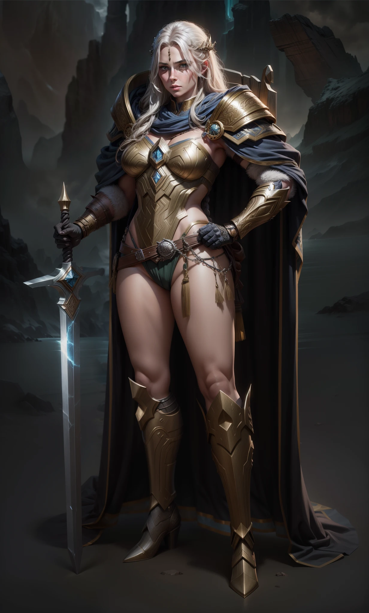 Asgard，valkyrie，Senhora Cavaleiro，anatomia correta，epic fantasy digital art，tmasterpiece，8k，high-definition resolution，Desenho detalhado，alta qulidade，, Epic composition,