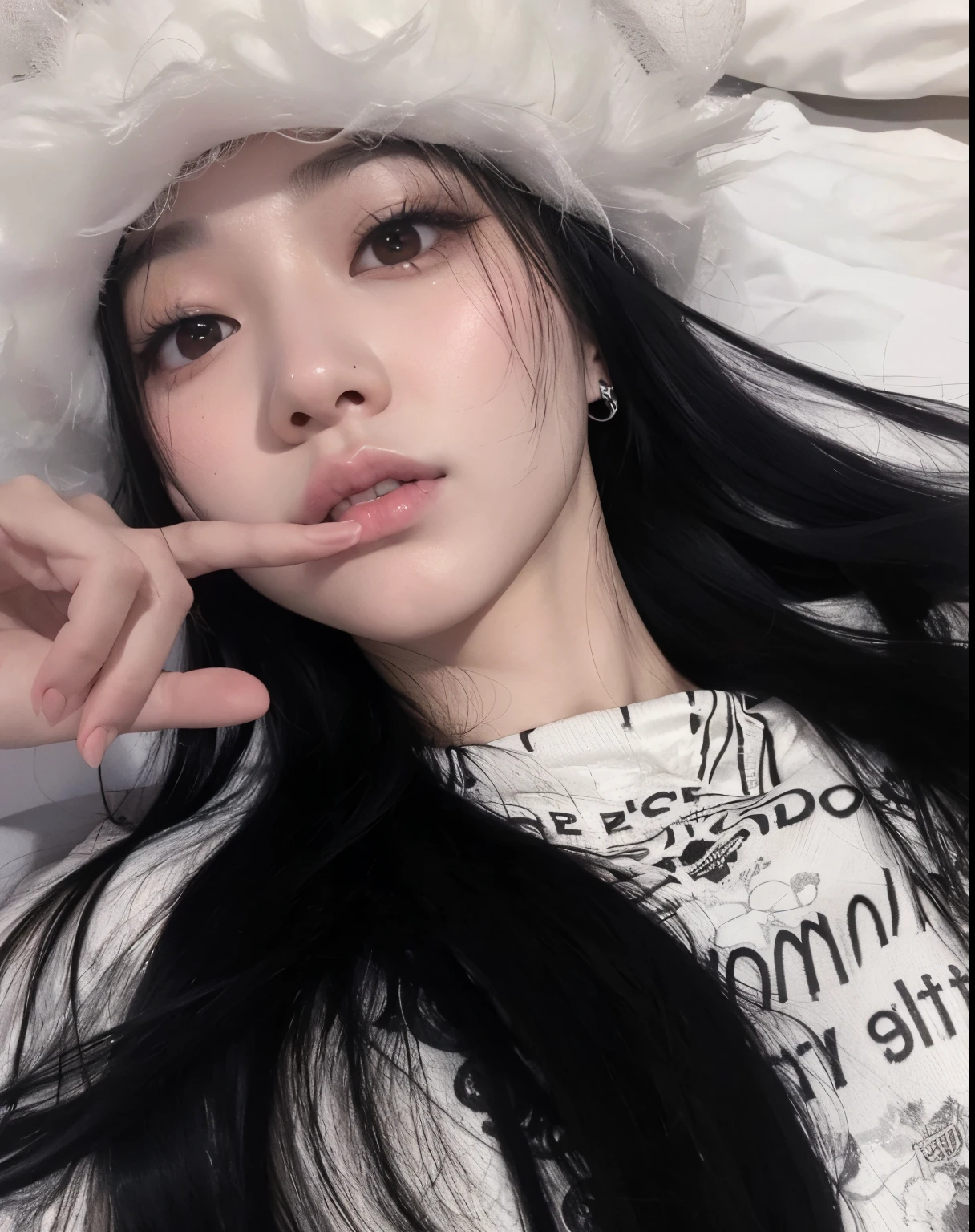 hay una mujer acostada en una cama con un anillo en el dedo, cruel korean gothic girl, ulzzang, muchacha coreana, jisoo de blackpink, Jinyoung Shin, kanliu666, sakimichan, Jisoo de Blackpink, asian girl, retrato de jisoo rosa , heonhwa choe, Estilo de Junji Ito, shikami