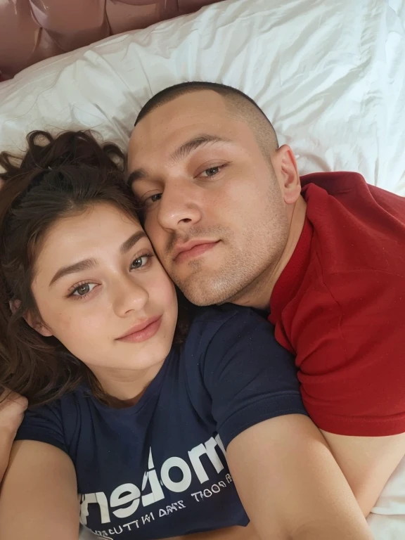 there is a man and woman laying on a bed together, posing in bed, couple on bed, profile image, ayanamikodon and irakli nadar, in love selfie, charli bowater and artgeem, on the bed, lovely couple, they are in love, on my bed, laying in bed, while posing in the same bed