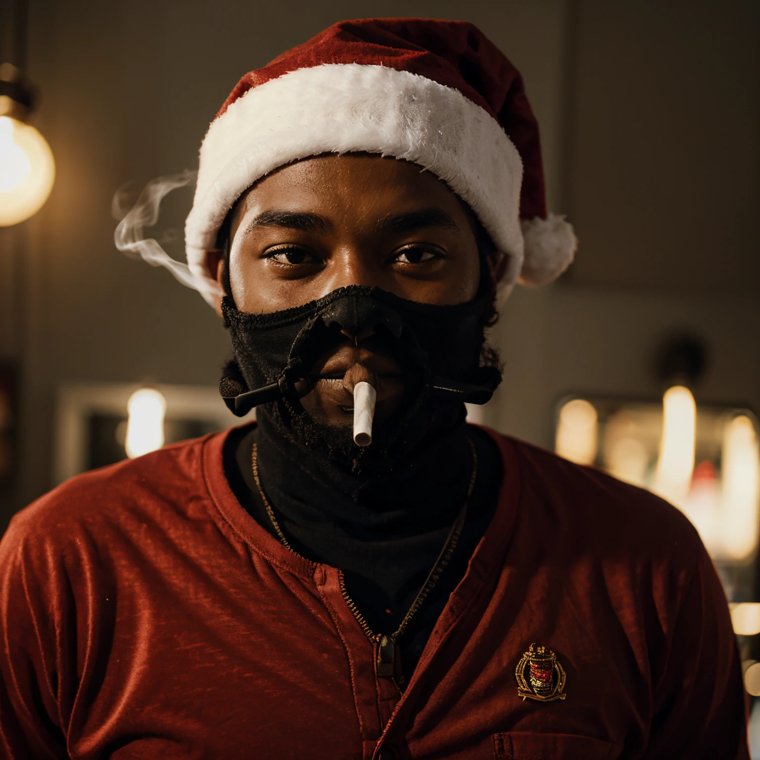 Black robber Santa, smoking, Marijauna,