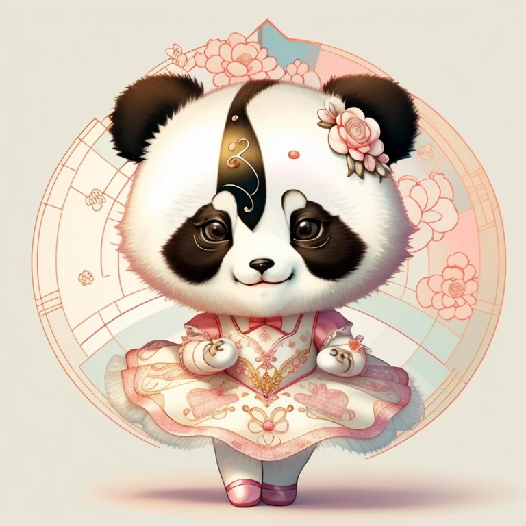 (cute baby panda smiling with a ballet dancer dress and flowers), Munchkin ,Geometric multidimensional wall portrait, livro de arte, Tchibi,
Yang08k, Beautiful, Colouring,
Obras, of the highest quality, best quality, Arte Oficial, Beautiful and Aesthetic,