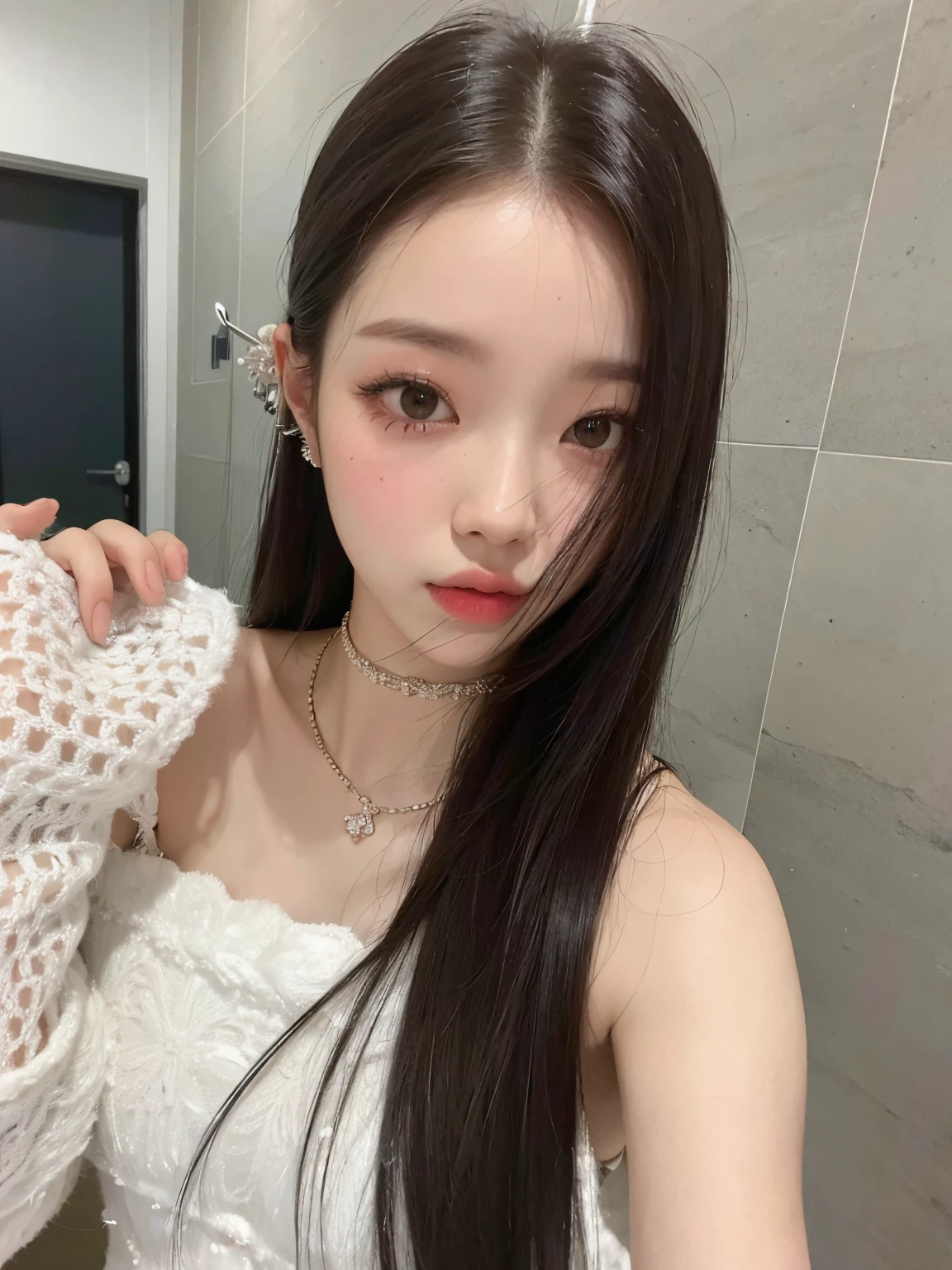 there is a woman that is taking a selfie in the mirror, ulzzang, Jaeyeon Nam, Jinyoung Shin, Blackpink Jennie, Heonhwa Choe, Sha Xi, Jossi de Blackpink, El Corte Hime, Shikamimi, Chiho, Gongbi, Lee Ji - Eun, Lee Ji-eun, Sakimichan, Parque Ji-min