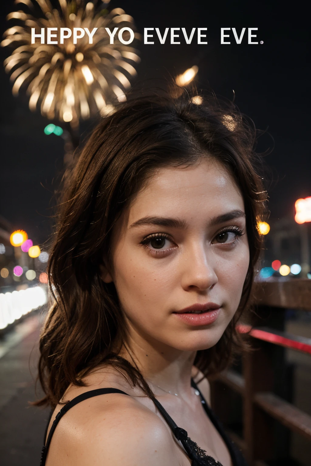 Create a meme with the theme of new years eve and a bridge with the word "Pontem"