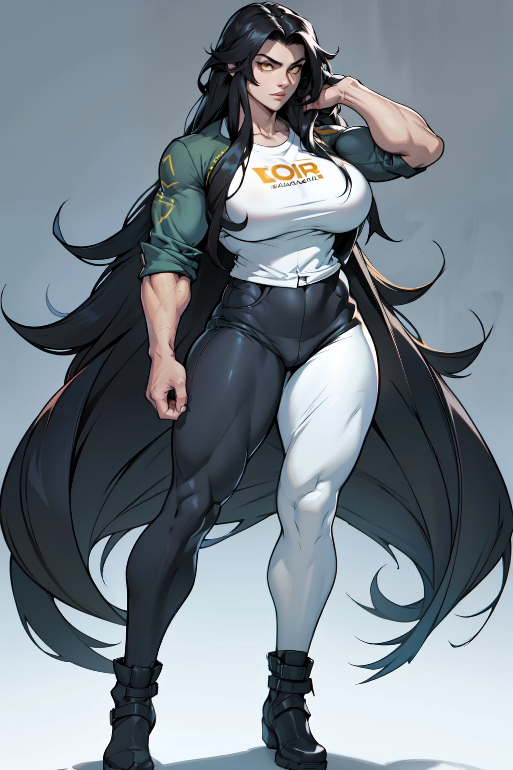 1 girl muscular pale skin muscular muscular muscular black hair yellow eyes huge breasts muscular muscular long hair long hair long hair long hair long hair long hair long hair long hair huge breasts long hair long hair long hair long hair muscular muscular long long long long long long long long long tight shirt tight pants thick thick full body
