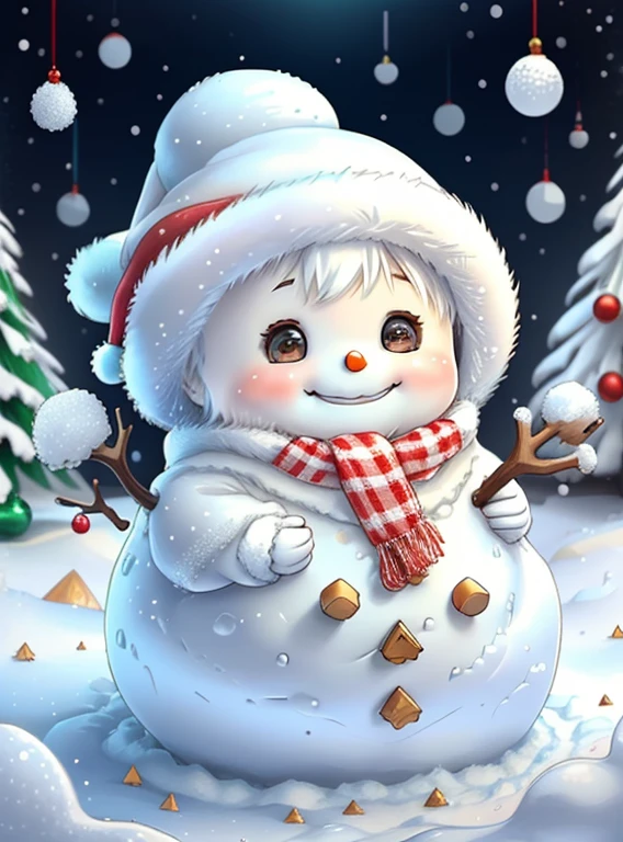 (cute baby snowman smiling with snow and christmas tree), Munchkin ,Geometric multidimensional wall portrait, livro de arte, Tchibi,
Yang08k, Beautiful, Colouring,
Obras, of the highest quality, best quality, Arte Oficial, Beautiful and Aesthetic,