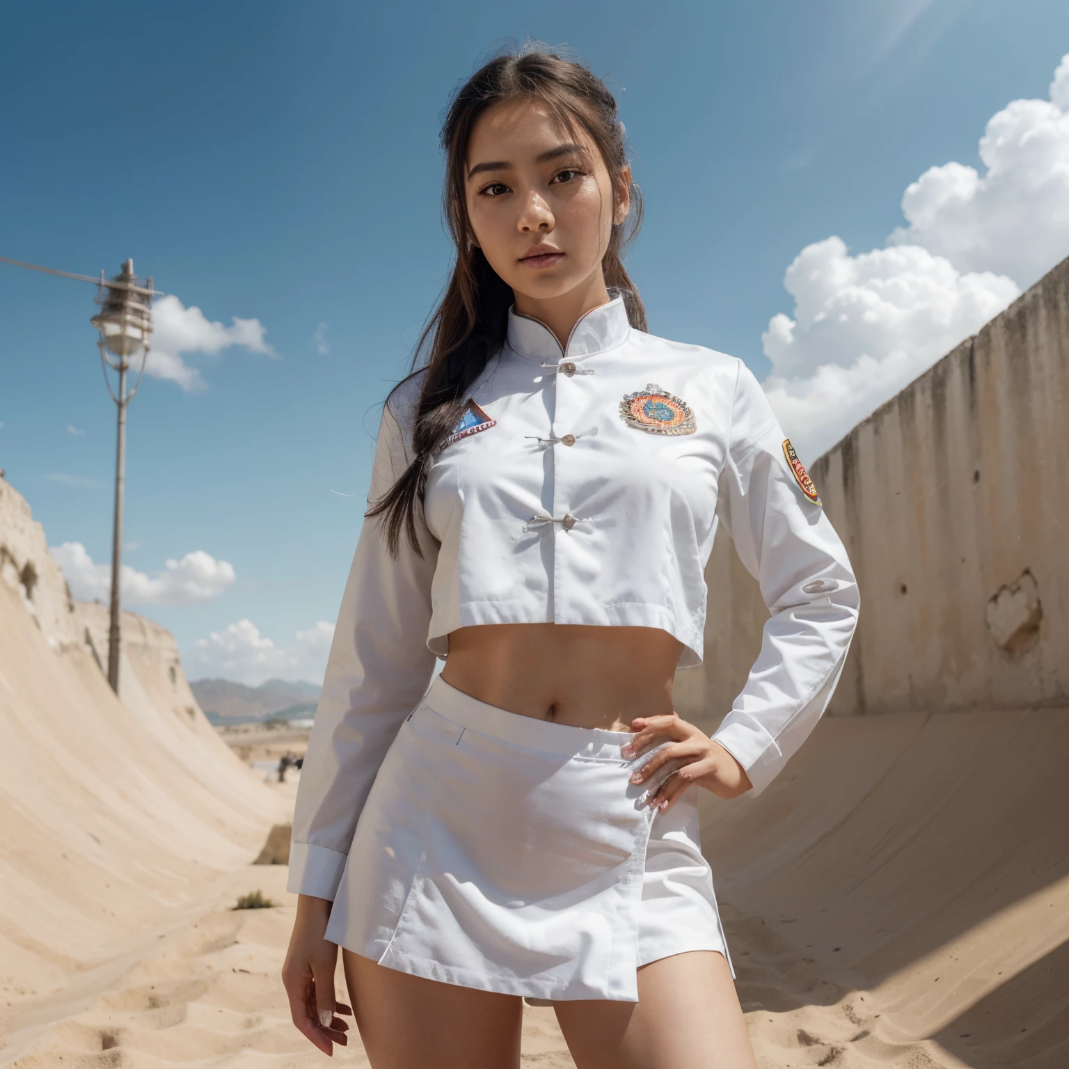 a girl, Antiguo traje chino, todo el cuerpo, sol, cara clara, Fondo blanco limpio, Obra maestra, Super detail, epic composition, Ultra HD, alta calidad, extremadamente detallado, Arte Oficial, Fondo de pantalla uniforme 8K, Super detail, 32K