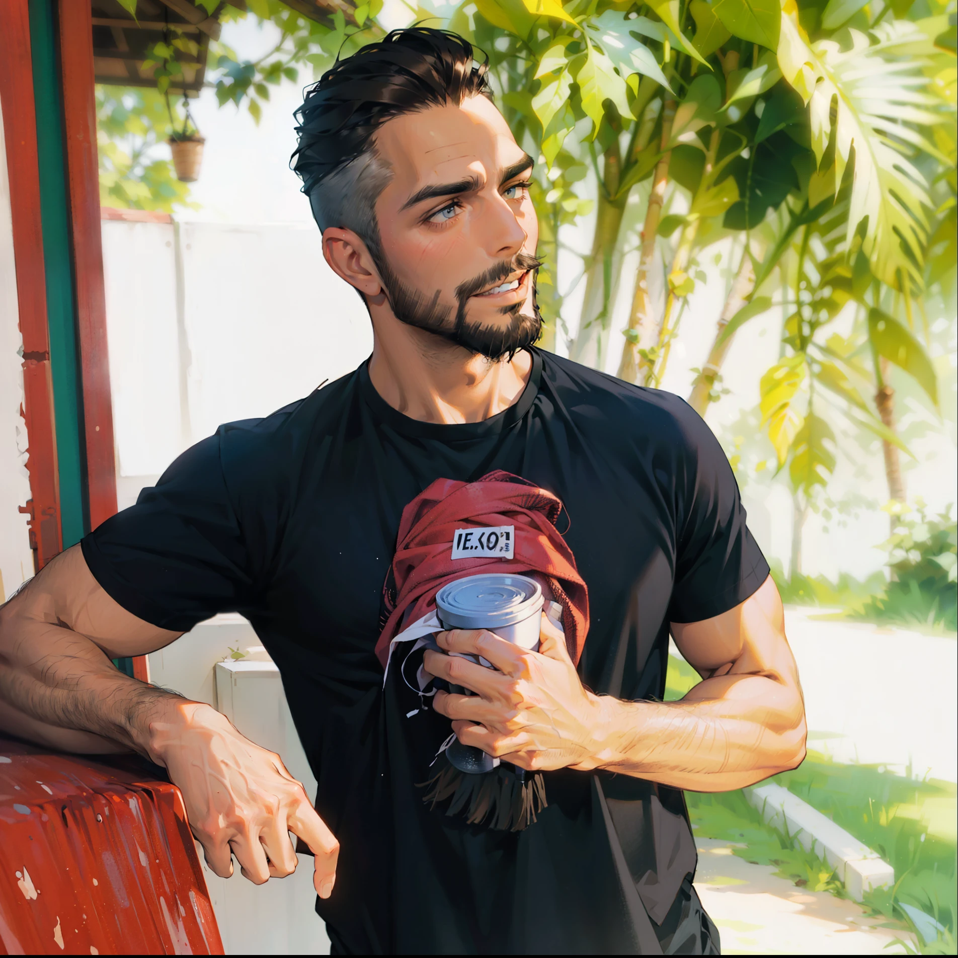 a close up of a man with a beard and a white shirt, very attractive man with beard, well-groomed model, with a small beard, short facial hair, thin beard, short beard, groomed facial hair,, attractive male, modern haircut, neat beard, handsome and attractive, short brown beard, handsome attractive face, landscape