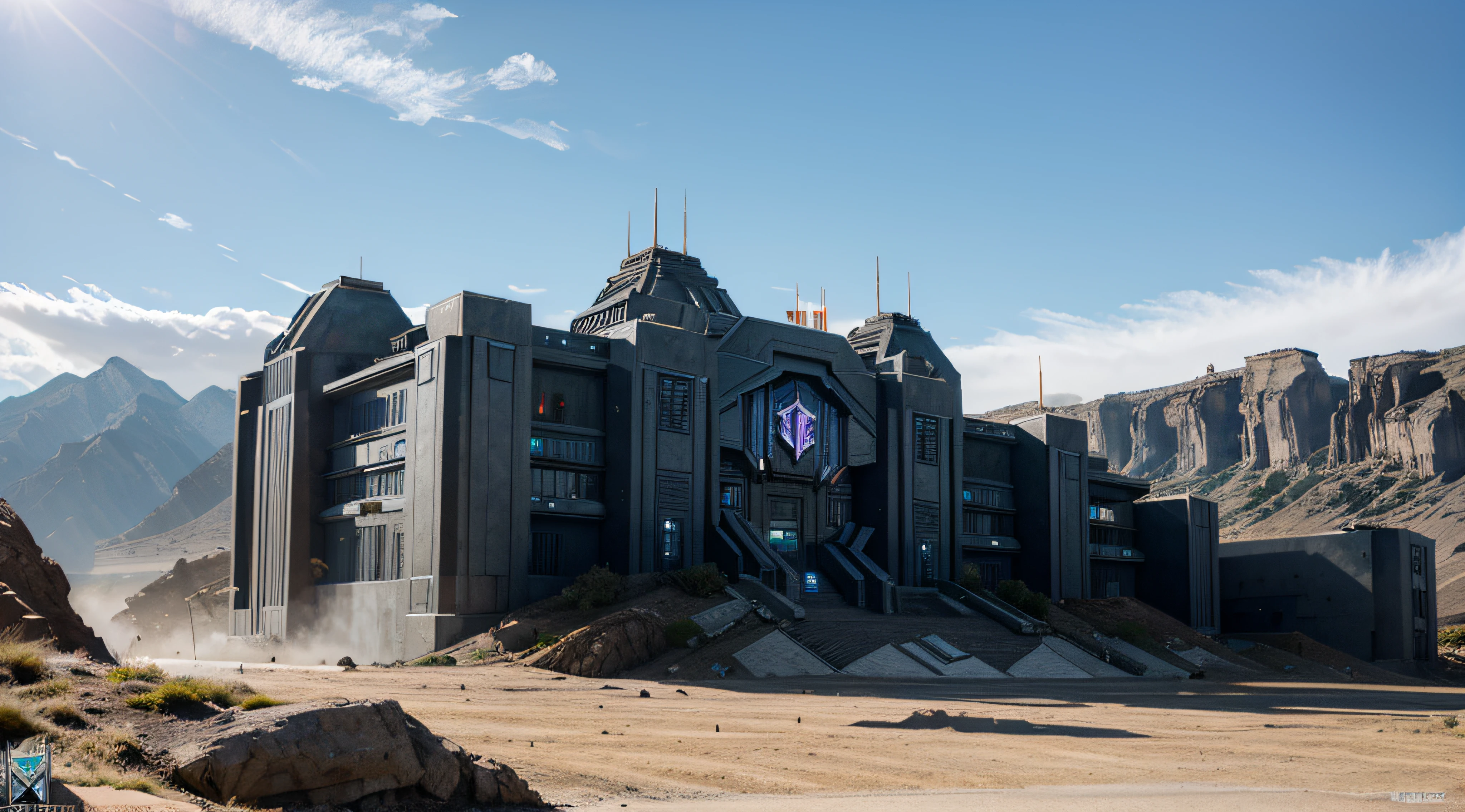 Decepticon Fortress on Cybertron during the day time.