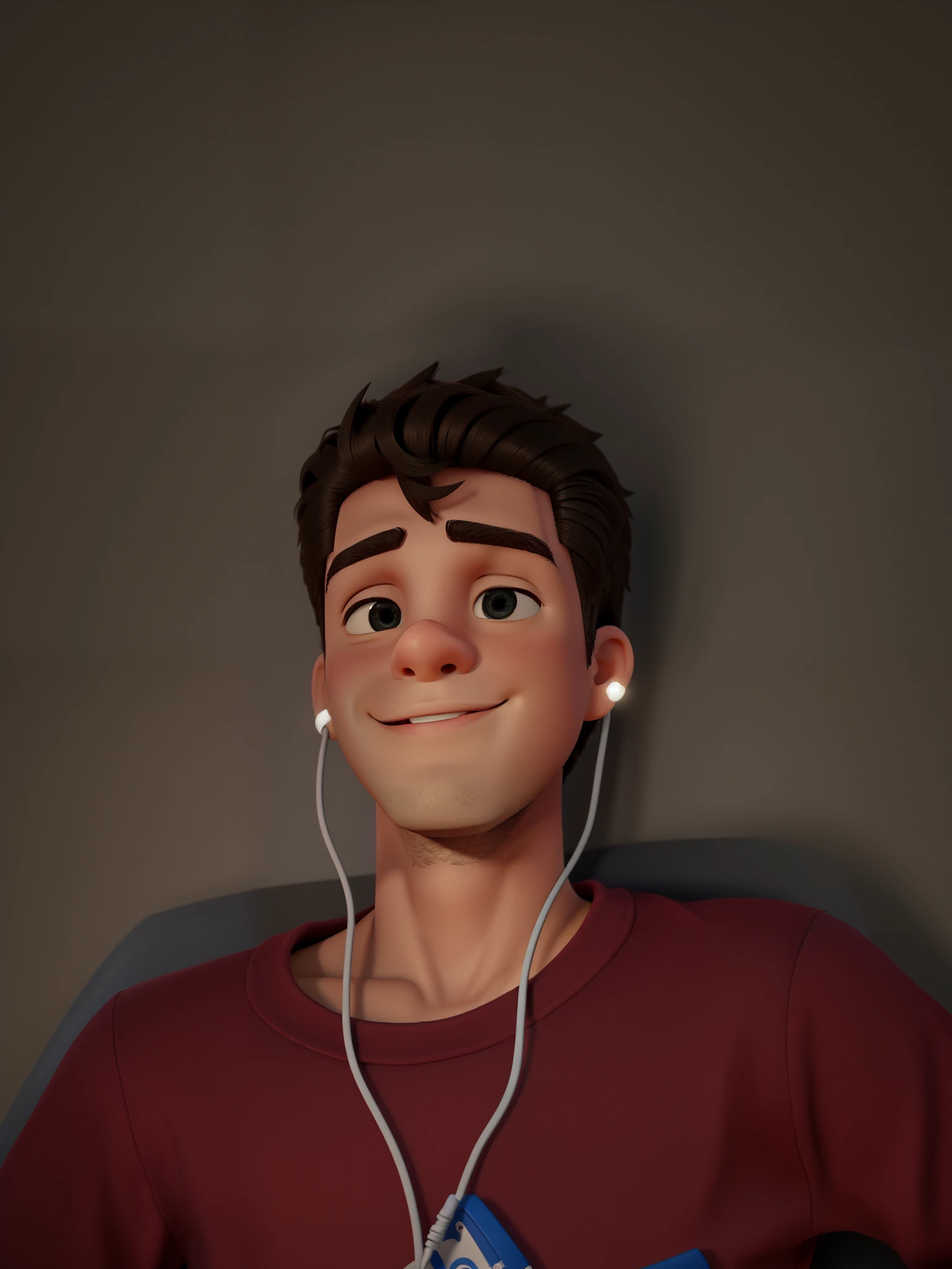 Um adolescente rico apaixonado lindo com fone de ouvido