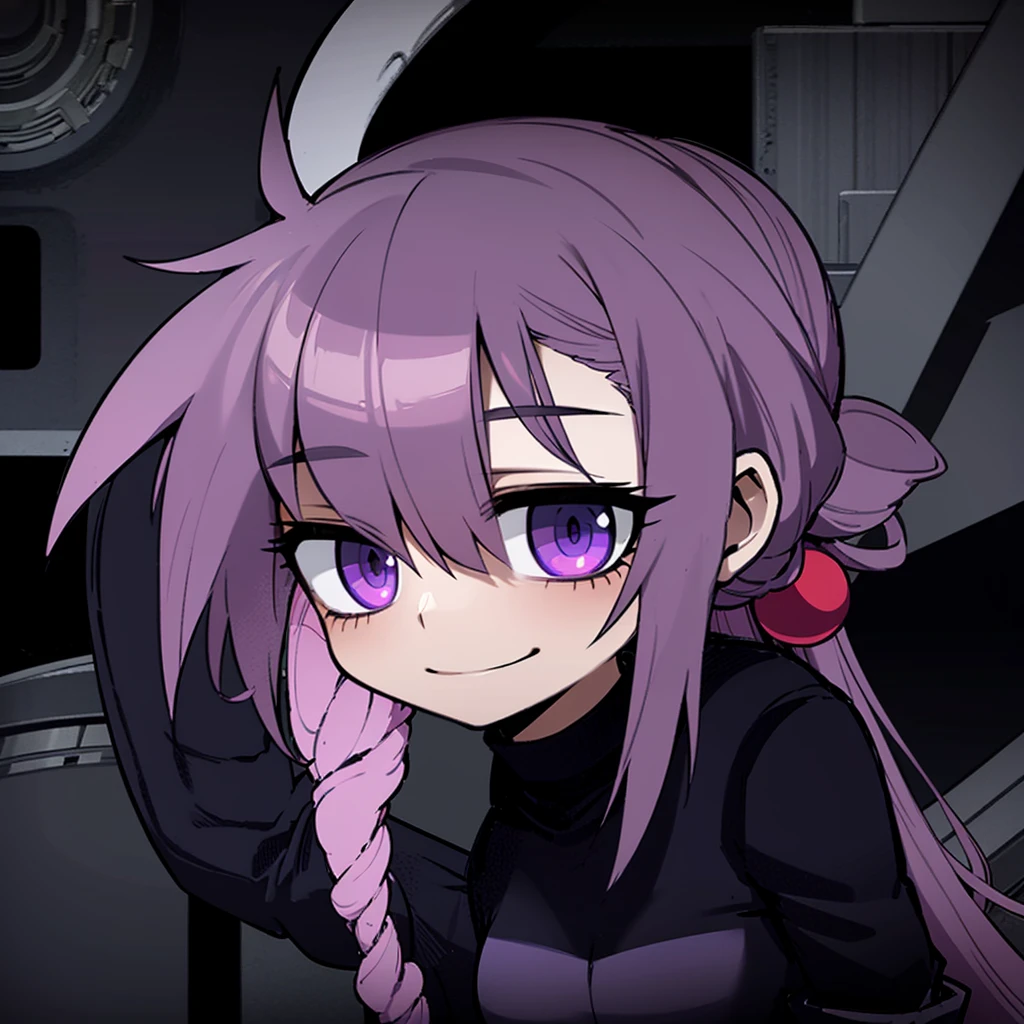 garota anime dentro do seu quarto trabalhando, smiling with short purple hair and purple glasses, estilo de arte usedcnvt, estilo de arte anime moe, anime estilizado, estilo de arte ufotable, estilo anime. 8k, sombreamento estilo anime plano, estilo anime 2 d, made with anime painter's studio, estilo anime 3d, retrato ani seme cadete espacial, anime estilizado, estilo anime plano, estilo anime