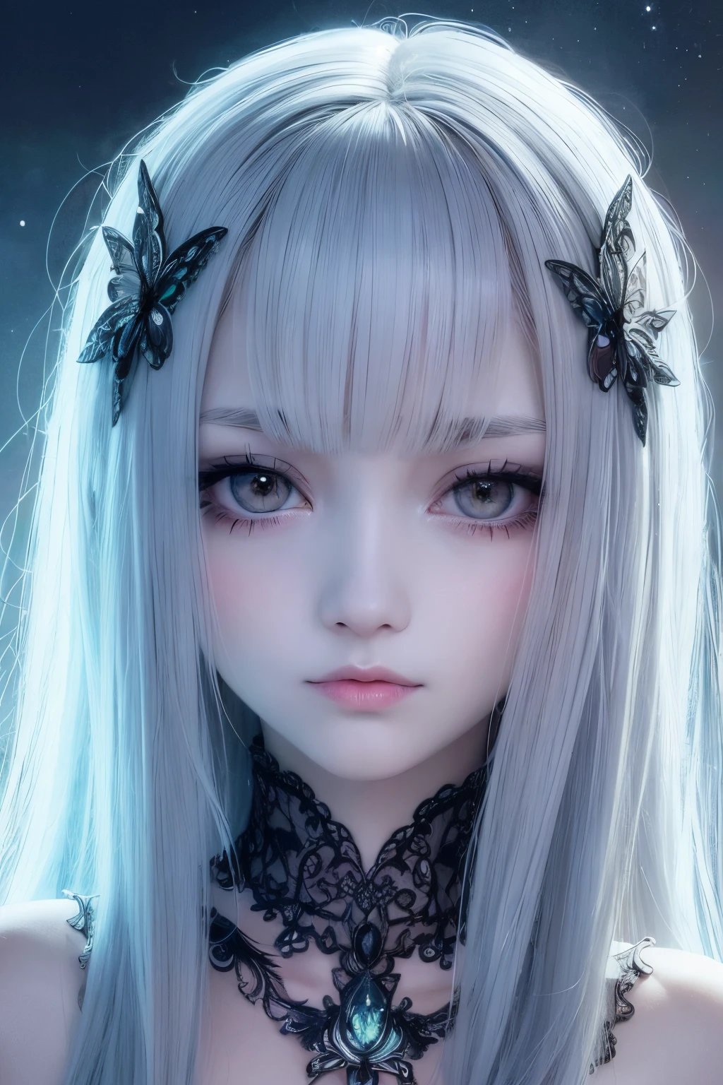 Watercolor art, Accurate and delicate line drawing, femele, monochromes, Beautiful and delicate, art by, The 8k quality, masutepiece, Fantastical, up of face, Beautiful skins, long lashes, Double eyelids, big eye, hightquality, Detailed eyes, tthin eyebrows, Put your hands on your face,
