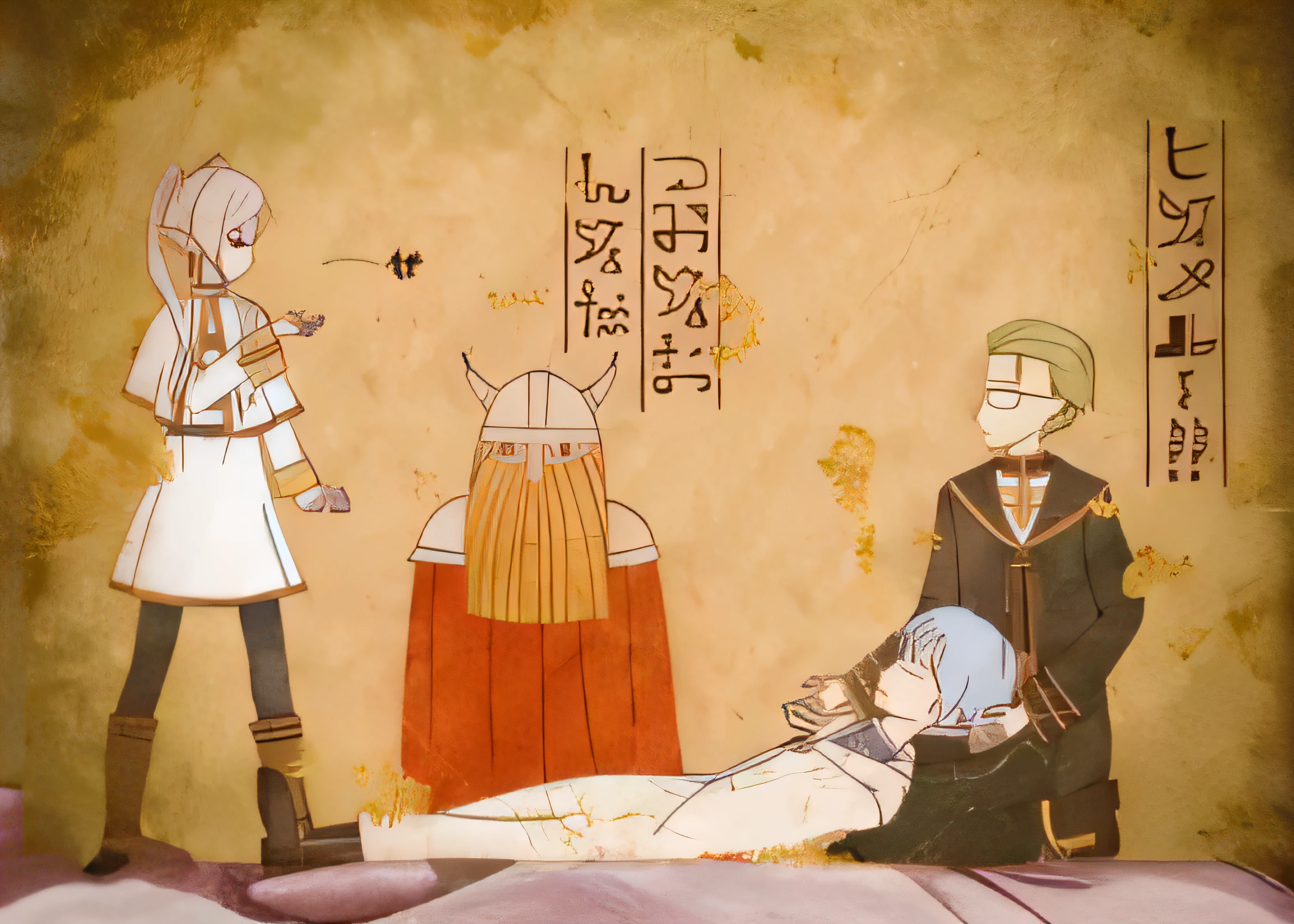 anime characters are around a man lying in bed, 2 d anime, last exile anime, por Shingei, Tensei Shitara Slime Datta Ken, Isekai, last exile, Emblema de fogo, Mushoku Tensei, popular Isekai anime, anime em estilo fantasia, Anato Finnstark!!, Anime de hoje ainda em destaque