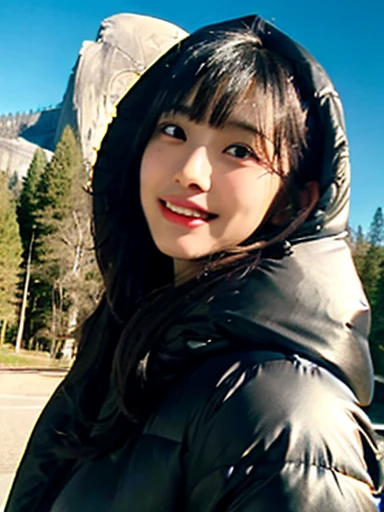 Girls background is magic school and beautiful mountain