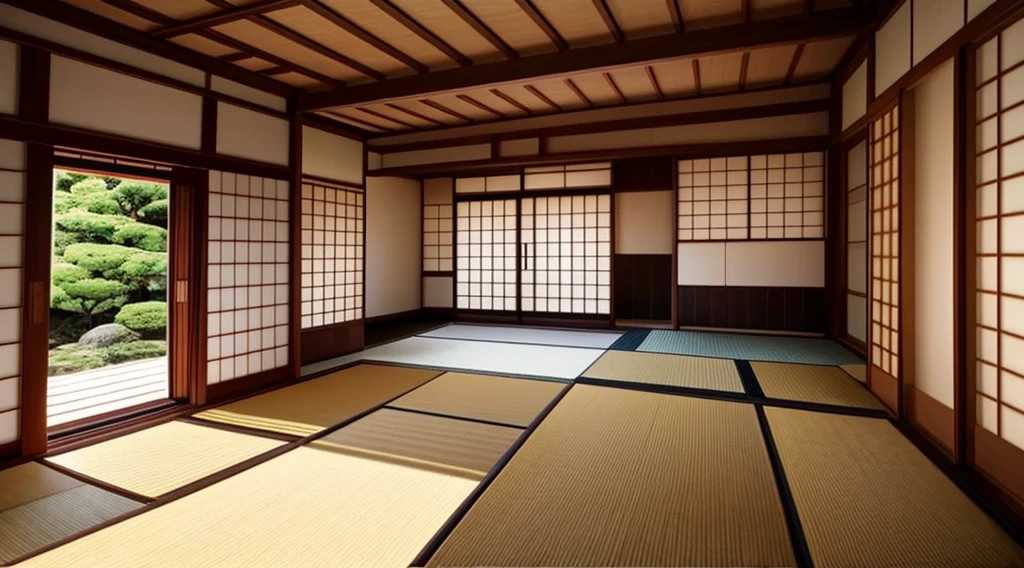 inside a japanese wooden house, a lot of details
