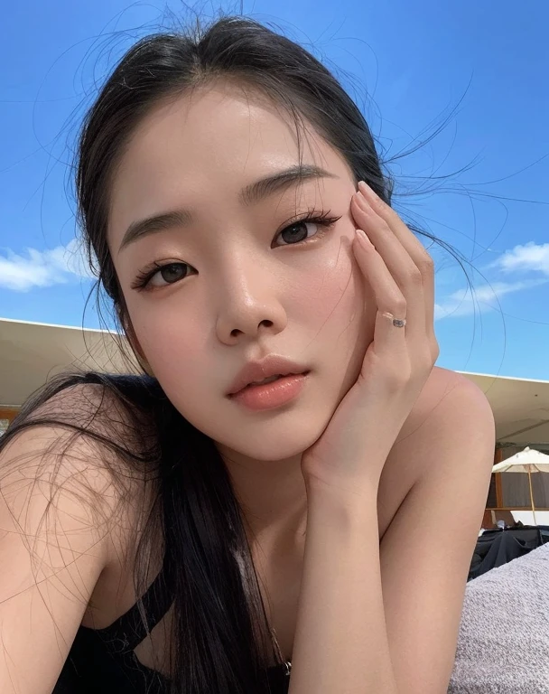 Arafed Asian woman with long hair lying on a beach, Blackpink Jennie, Gongbi, Heonhwa Choe, Gemma Chen, Hermosa mujer surcoreana, sin maquillaje, Jaeyeon Nam, Lee Ji - Eun, Lee Ji-eun, Joven y adorable rostro coreano, Taejune Kim, Parque Roseanne de Blackpink, Wenfei Ye, Hermosa joven coreana