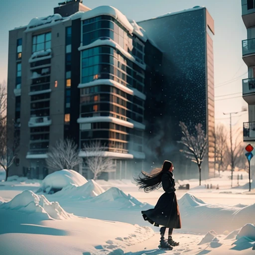 silhouette, woman in love, winter --auto --s2
