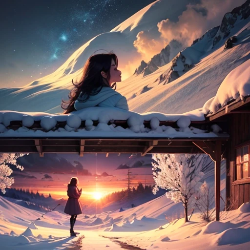 silhouette, woman in love, winter --auto --s2