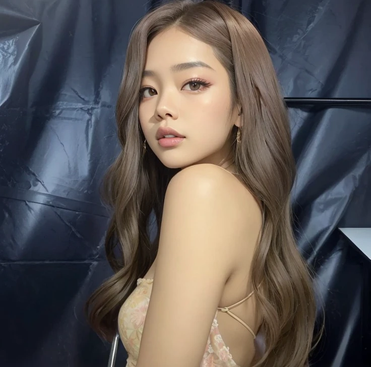 Un primer plano de una mujer con el pelo largo con un vestido rosa, Blackpink Jennie, Retrato de Jossi de Blackpink, Lalisa Manobal, Jossi de Blackpink, Parque Roseanne de Blackpink, Lalisa Manoban de Blackpink, con el pelo largo, tzuyu de dos veces, Long brown hair, Gongbi, Jaeyeon Nam, 韓国アイドル