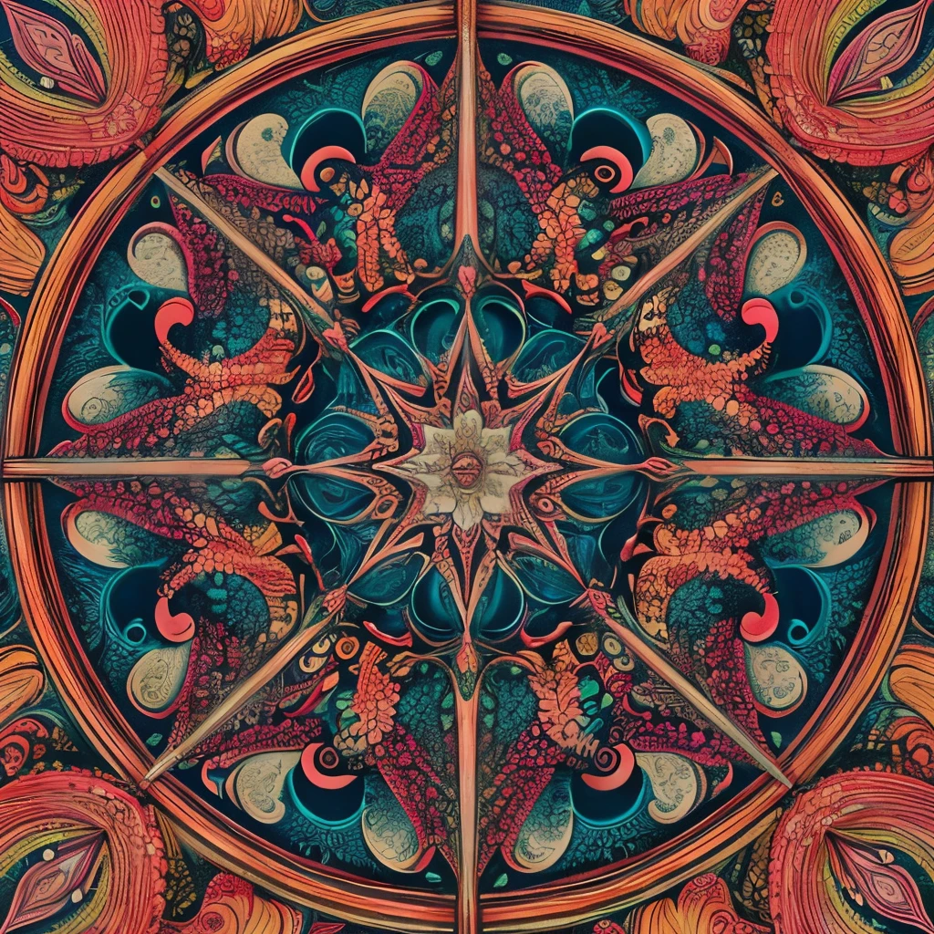 Official Art、unity 8k wall paper、ultra-detailliert、Beautifully Aesthetic、masterpiece、top-quality、(Zentangle、a Mandala、Tangles、Tangles)、(Fractal Art:1.3)、ighly detailed、Dynamic angles、The most beautiful forms chaos、elegent、Brutalist design、Vibrant colors、romantism、