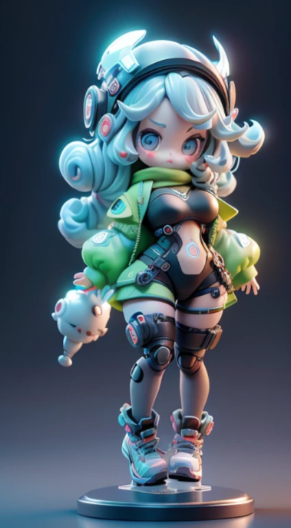 Blind box style,Super cute girl full body 3D image,1pc,Good eyes look,largeeyes,adolable,cheerfulness,c4d,Popular matte blind box,Long gray hair,Bright bubbles,toys,solid color backdrop,tchibi,Fluorescent translucent,luminous body,kawaii,dolls,reference sheet,Blind box popular market,by Pixar,complexdetails,3Drenderingof,blender,OC renderer,FOL Body Reference Table,dribbble,high detal, 8K,studio lit,Lori huge breasts cleavage,petite,toddlers,tchibi,SD role:23,Magic space warehouse background