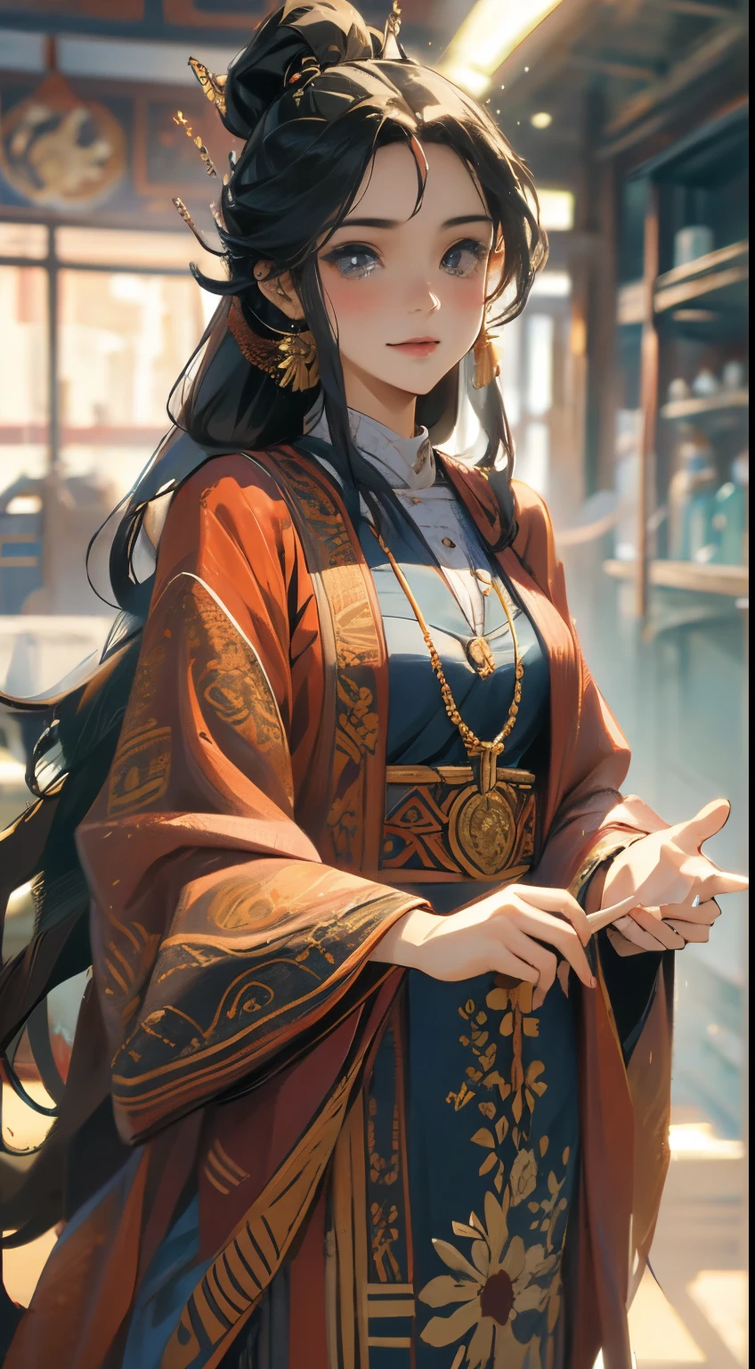 estilo anime, a beautiful random ethnic young woman, traje futurista, lugar futurista