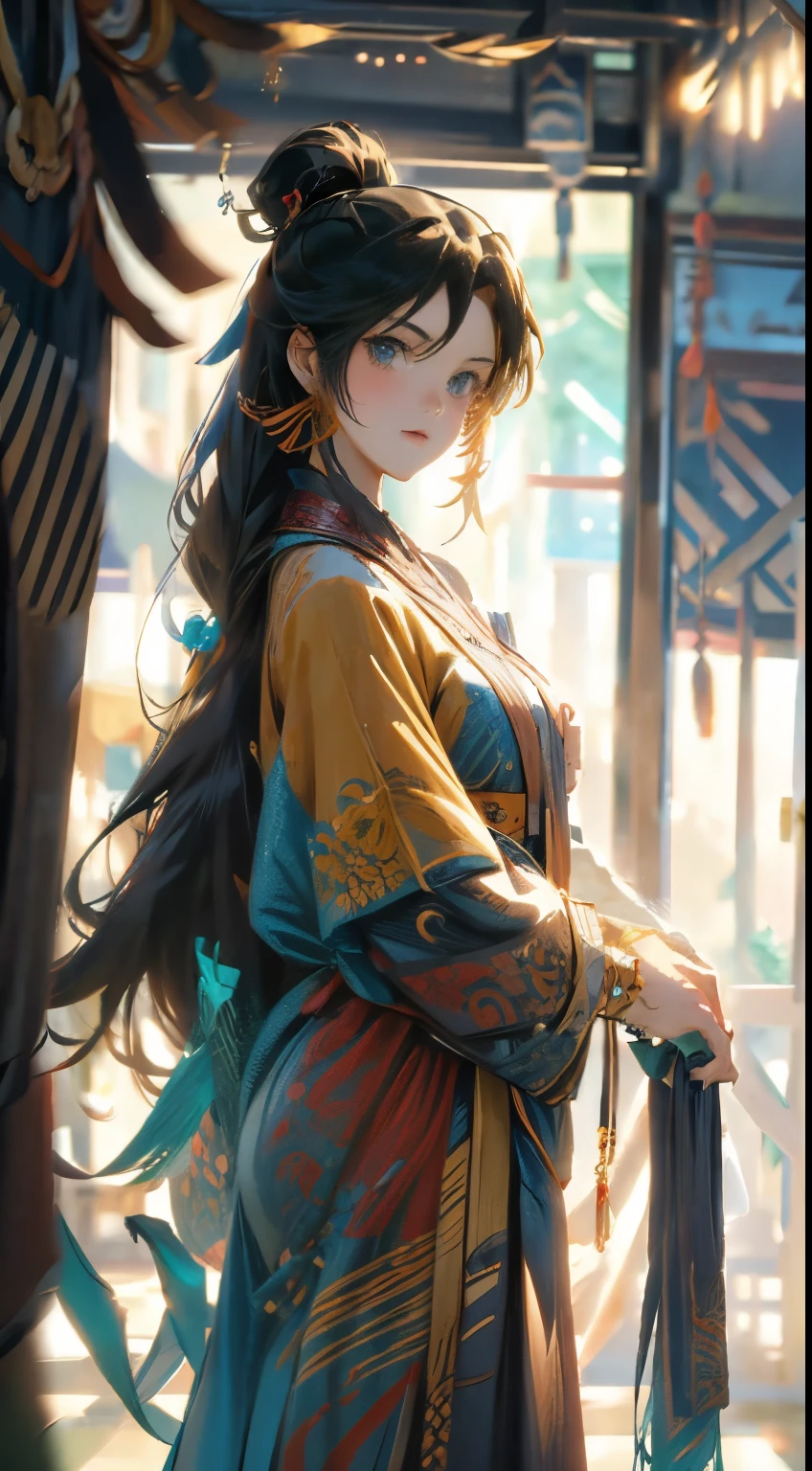 Anime style, a beautifull young woman random ethinic, futurist costume, futuristic place
