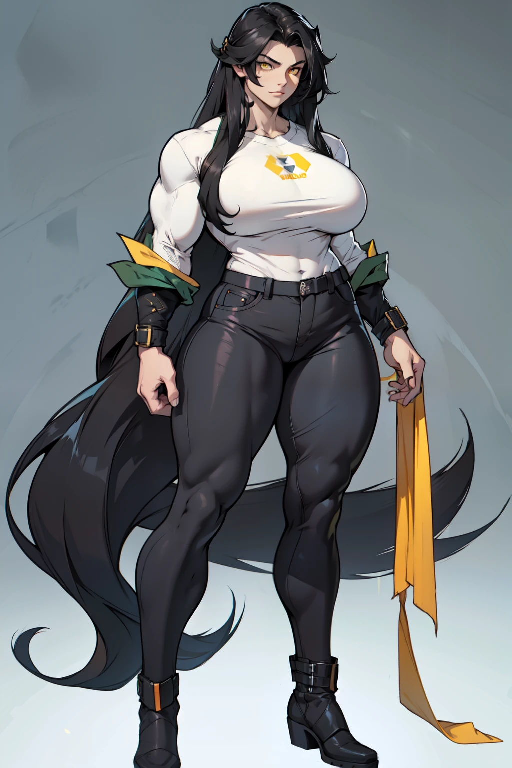 1 girl muscular pale skin muscular muscular muscular black hair yellow eyes huge breasts muscular muscular long hair long hair long hair long hair long hair long hair long hair long hair huge breasts long hair long hair long hair long hair muscular muscular long long long long long long long long long tight shirt tight pants thick thick full body