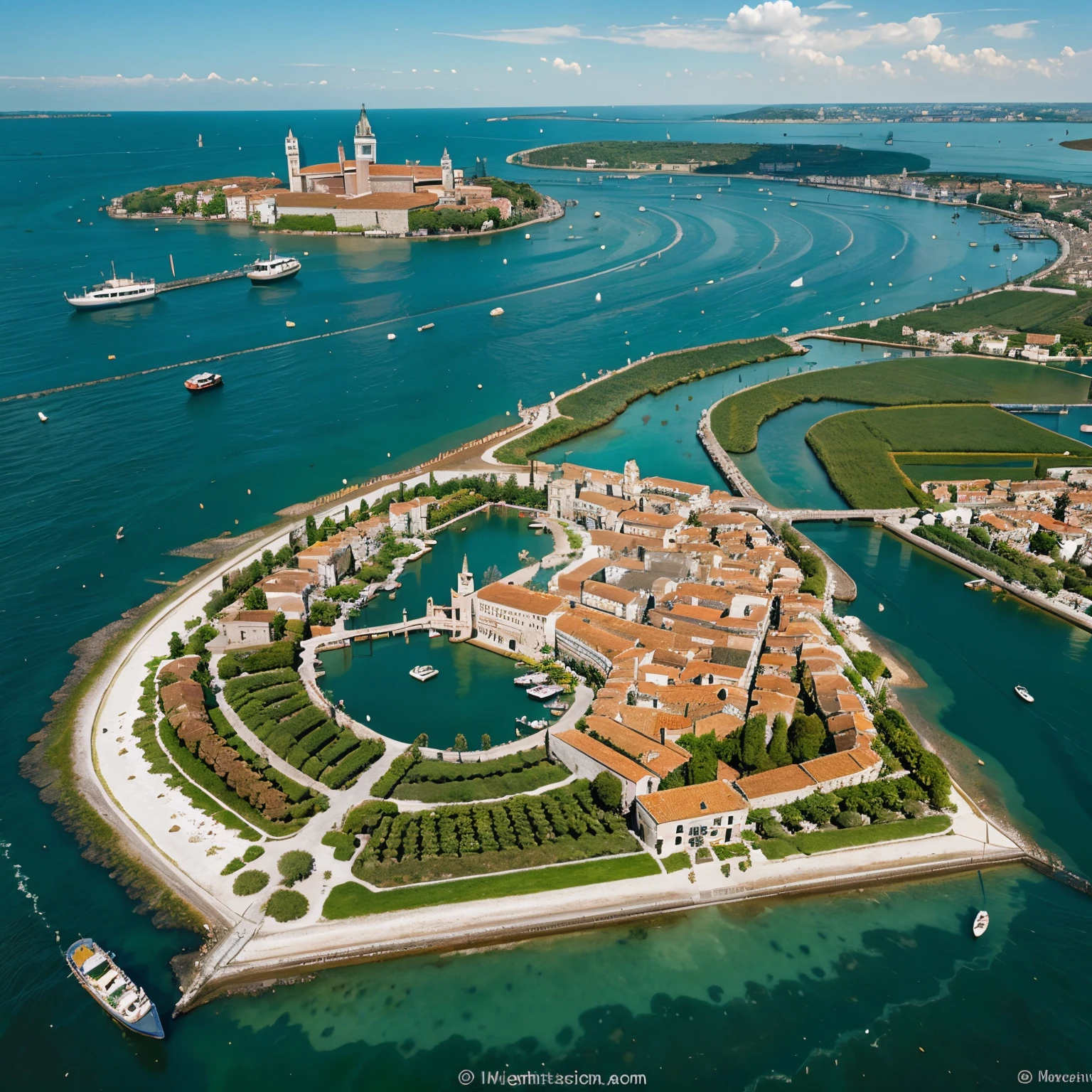 Create landascape of pellestrina island in venice lagoon in style watercolor