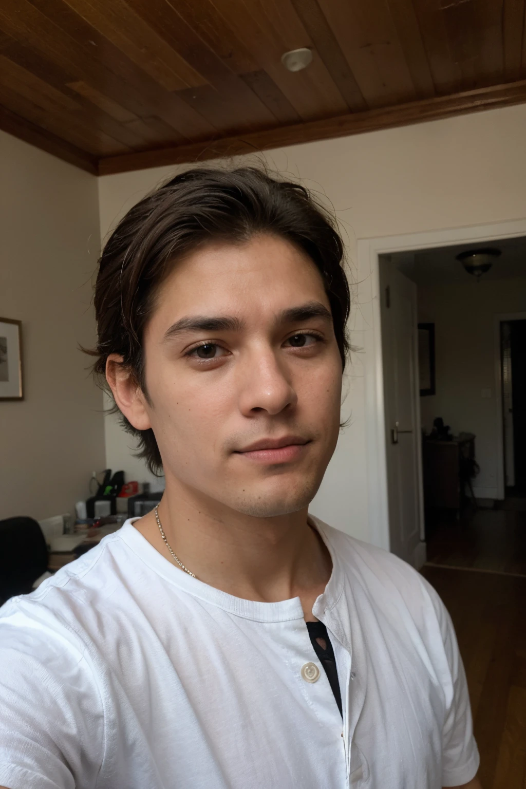 Un hombre haciendo un selfie en su casa