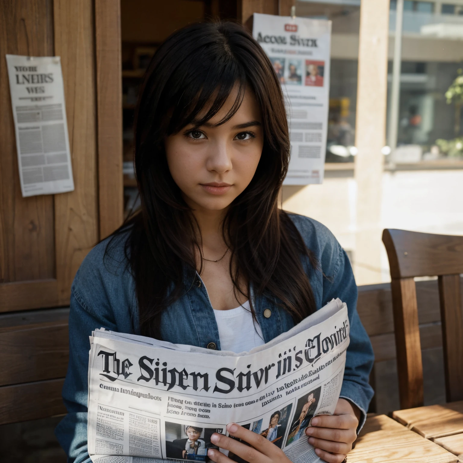 A girl that has a secret on a newspaper