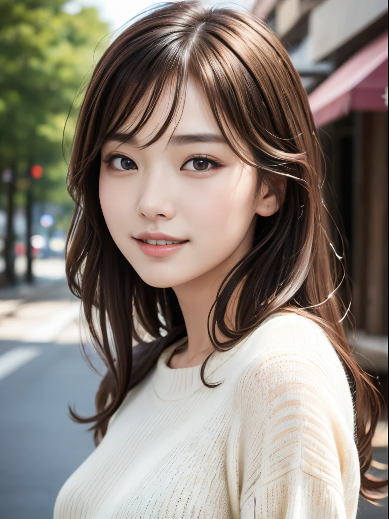 Best Quality, high details, High quality,1girl in, 22 years old, Korean model, Cute Beautiful Girl, medium breasts, Clean facial skin, Natural smile, A charming smile, (dropping eyes:1.4), finely detailed face, Looking at Viewer, Break the sexy feeling, Erotic feeling, standing on street, Tall posture, cashmere sweater,  BREAK masterpiece, Best Quality, hight resolution, Detailed skin, Detailed, Detailed face and eyes, Hi-Res, Natural lighting, Perfect Anatomy, Physically-based rendering, Photorealistic,