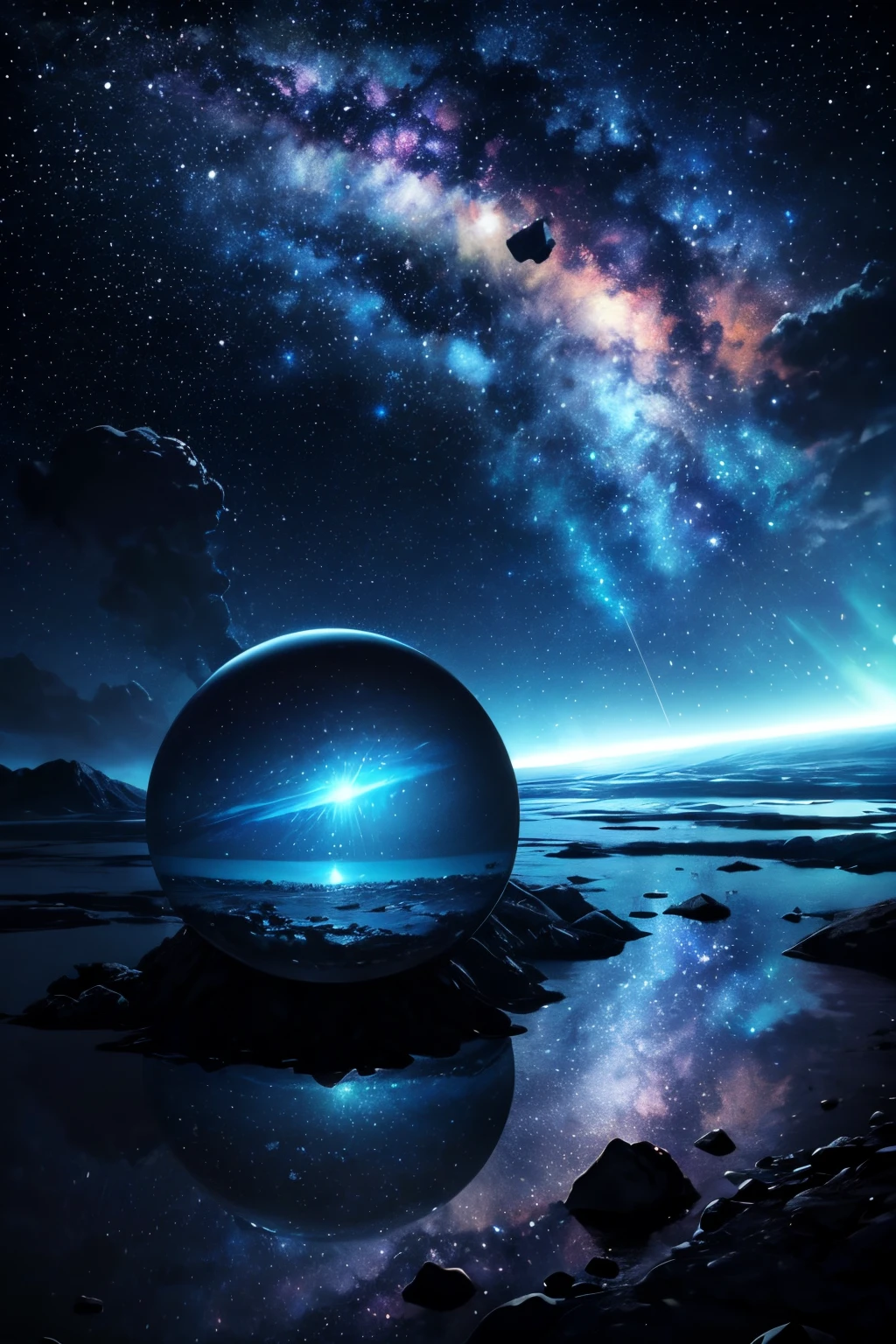 (La mejor calidad,4k,8k,Altas Resoluciones,Obra maestra:1.2),Ultra detallado,(realista,fotorrealista,fotorrealista:1.37),arte planetario,sistema solar,cielo nocturno,estrellas brillantes,Cosmic Wonders,Cuerpos celestes,planetas en movimiento,Orbiting planets,space exploration,astronomy,Viaje interestelar,exoplanetas,alien worlds,galaxias distantes,Nebulosas,viveros estelares,Explosiones estelares,Milky Way Galaxy,intergalactic journey,cosmic dust,Continuo espacio-tiempo,Materia oscura,revelando el universo,Belleza infinita,astrophotography,Galactic Adventures,universo misterioso,Cosmic Energy,Explorando lo desconocido,Constelaciones estelares,Celestial Navigation,stellar dynamics,Deep space exploration,CosmicLandscapes,vista de astronauta,universo espectacular,Paisajes impresionantes,horizontes lejanos,Espacio luminoso,Estrellas pulsantes,cosmic ballet,Paisaje lunar,visiones de otro mundo,enigmatic space,cosmos cautivador,ever expanding universe,auroras coloridas