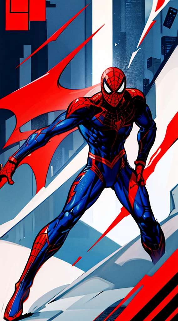 Spider-Man(2099),kick in combat,located NY,8k,ultra detail,high quality,ultra precision,